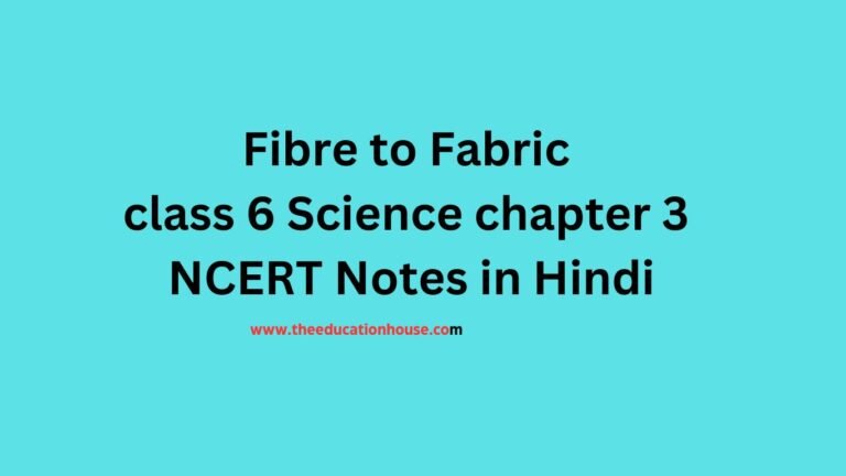 Fibre to Fabric class 6 Science chapter 3 NCERT Notes in Hindi