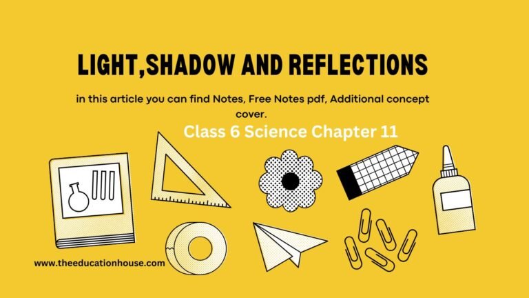 Class 6 Science Chapter 11 Notes NCERT Light Shadows and Reflections